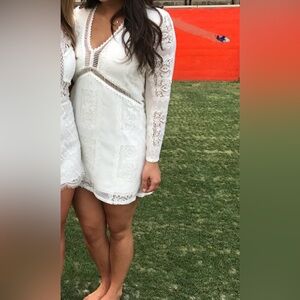 White Lavender Brown dress with lace/crochet/eyelet detail with tags